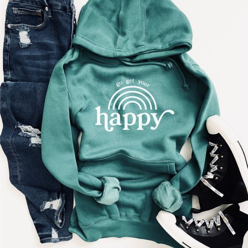 Go get your happy fleece hoodie Miscellaneous hoodie Cotton heritage lightweight fleece hoodie 