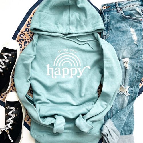 Go get your happy fleece hoodie Miscellaneous hoodie Cotton heritage lightweight fleece hoodie 