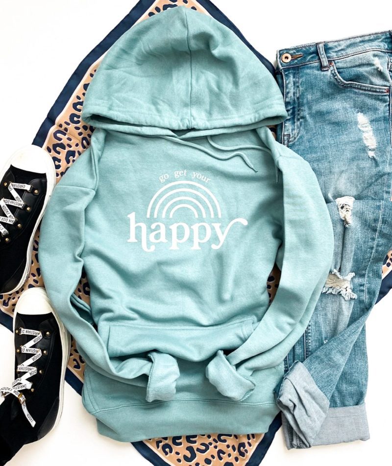 Go get your happy fleece hoodie Miscellaneous hoodie Cotton heritage lightweight fleece hoodie