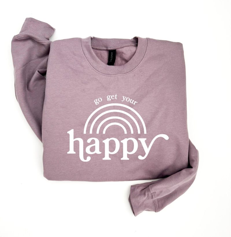 Go get your happy fleece sweatshirt Holiday French Terry raglan Independent Trading company lightweight sweatshirt