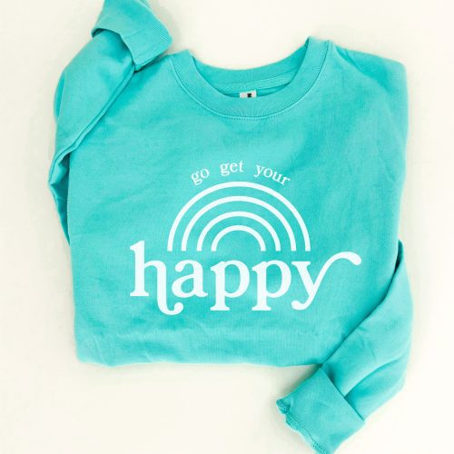 Go get your happy fleece sweatshirt Holiday French Terry raglan Independent Trading company lightweight sweatshirt