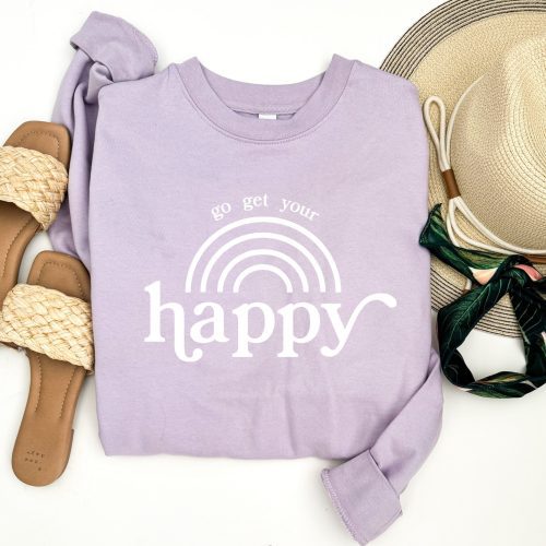 Go get your happy fleece sweatshirt Holiday French Terry raglan Independent Trading company lightweight sweatshirt 