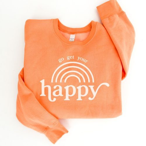 Go get your happy fleece sweatshirt Holiday French Terry raglan Independent Trading company lightweight sweatshirt 