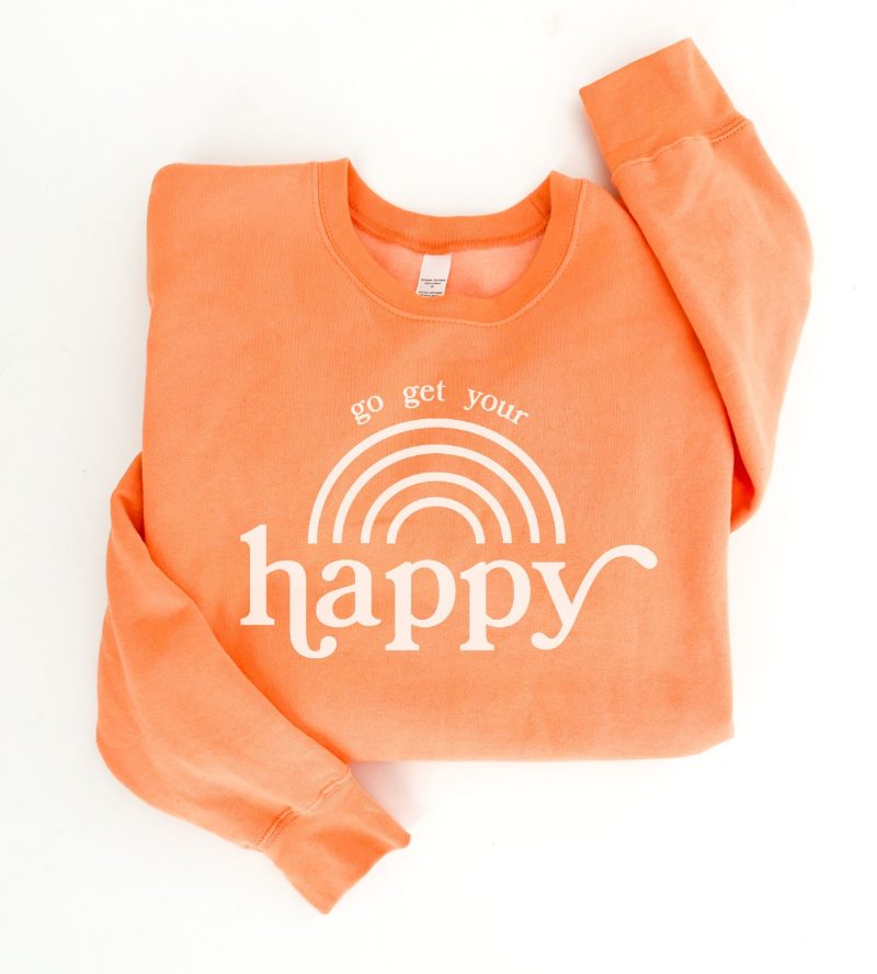 Go get your happy fleece sweatshirt Holiday French Terry raglan Independent Trading company lightweight sweatshirt