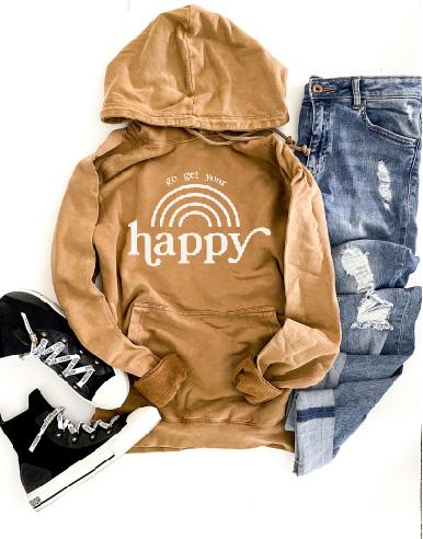 Go get your happy vintage wash hoodie Edgy hoodie Lane Seven vintage hoodie