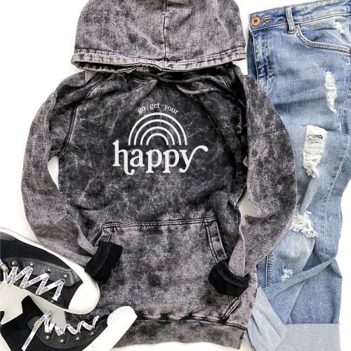 Go get your happy vintage wash hoodie Edgy hoodie Lane Seven vintage hoodie XS Vintage cloud