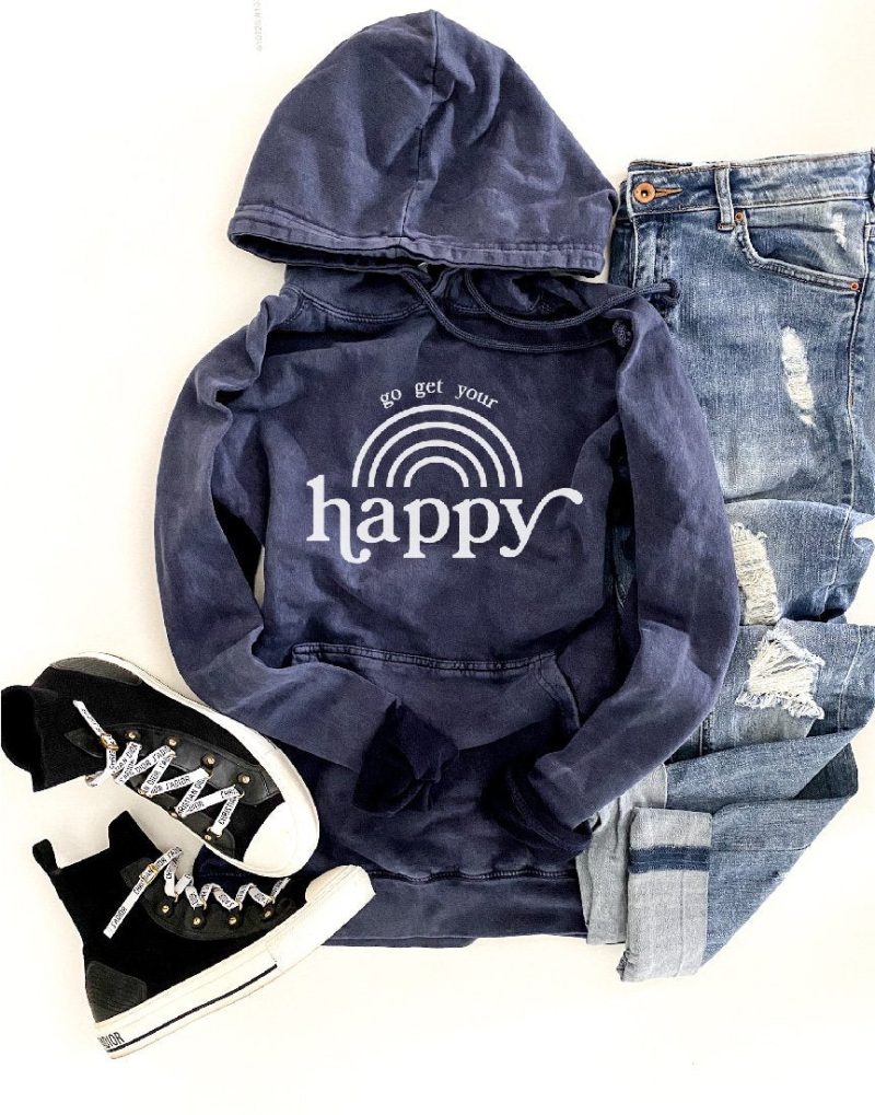 Go get your happy vintage wash hoodie Edgy hoodie Lane Seven vintage hoodie XS Vintage navy