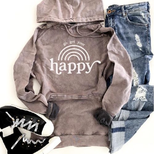 Go get your happy vintage wash hoodie Edgy hoodie Lane Seven vintage hoodie XS Vintage zinc 