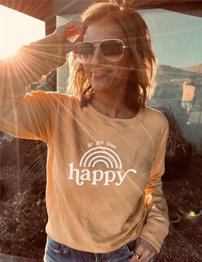 go get your happy harvest gold raglan model sunrays