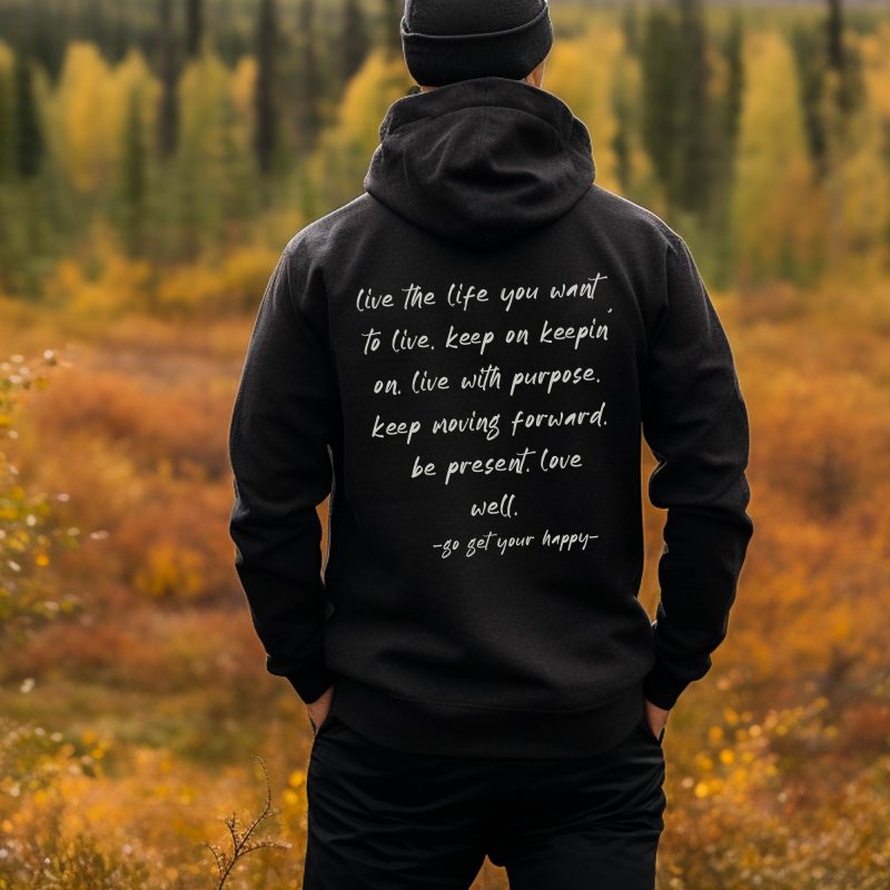 gogetyourhappywrittennotemensblackhoodiemodel