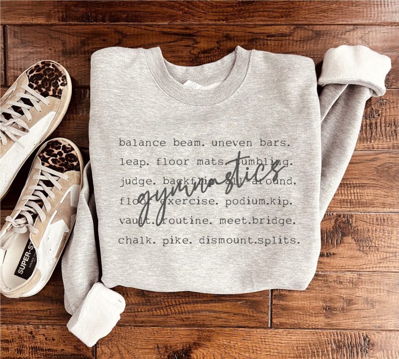 Gymnastics words basic sweatshirt Sports collection Gildan 18000 sweatshirt