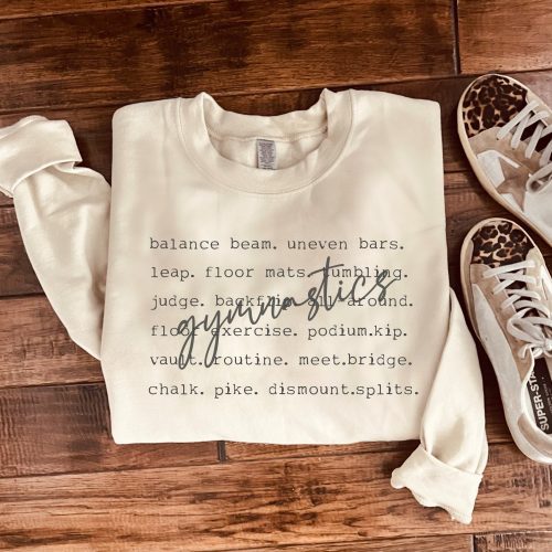 Gymnastics words basic sweatshirt Sports collection Gildan 18000 sweatshirt