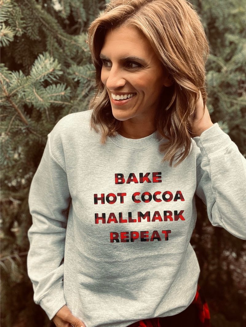 hallmark repeat basic sweatshirt holiday sweatshirt gildan 18000 sweatshirt 315607