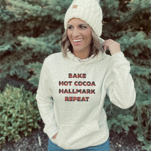 Hallmark repeat fleece hoodie Holiday hoodie Lane seven unisex hoodie oatmeal