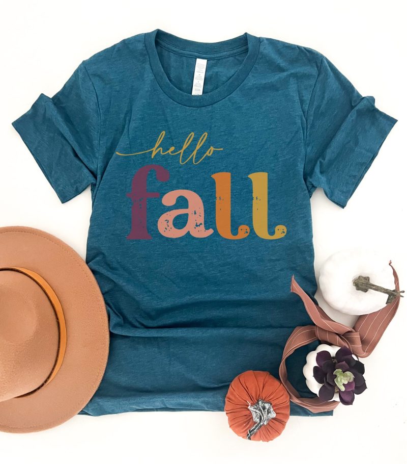 hello fall tee short sleeve fall tee bella 3001 autumn 197883