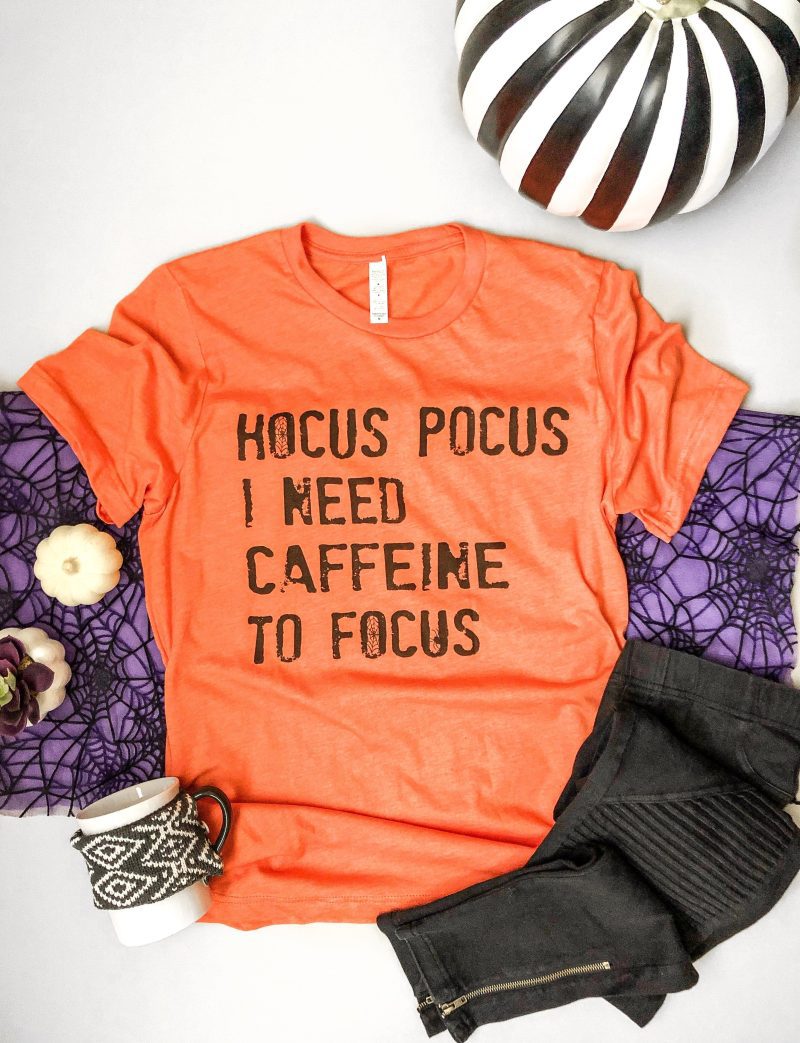 hocus pocus i need caffeine to focus basic tee short sleeve halloween tee anvil 980 625515