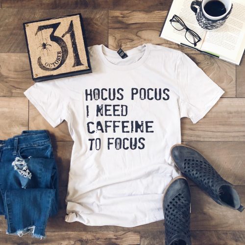 hocus pocus i need caffeine to focus basic tee short sleeve halloween tee anvil 980 704733