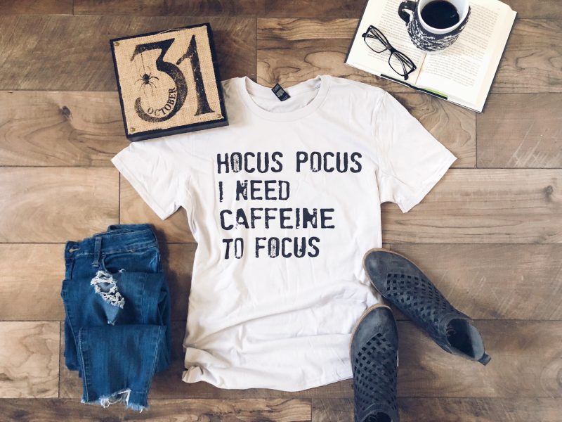 hocus pocus i need caffeine to focus basic tee short sleeve halloween tee anvil 980 704733