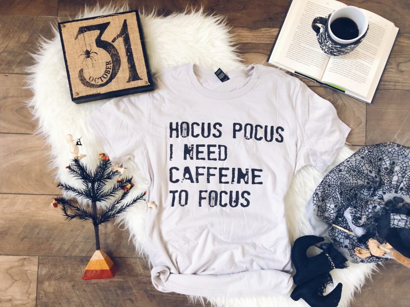 hocus pocus i need caffeine to focus basic tee short sleeve halloween tee anvil 980 876010