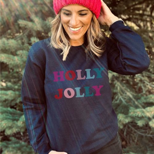 Holly Jolly basic sweatshirt Holiday sweatshirt Gildan 18000 sweatshirt