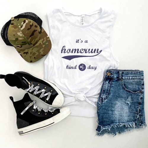 Homerun kind of day unisex muscle tank Baseball french Terry raglan Bella Canvas 6003 muscle tank