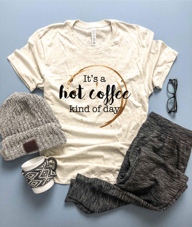 hot coffee kind of day tee short sleeve fall tee bella canvas 3001 heather oatmeal 203937