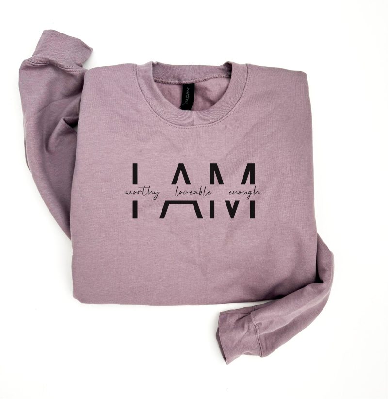 i am worthy loveable enough fleece sweatshirt affirmation collection gildan sf000 324071