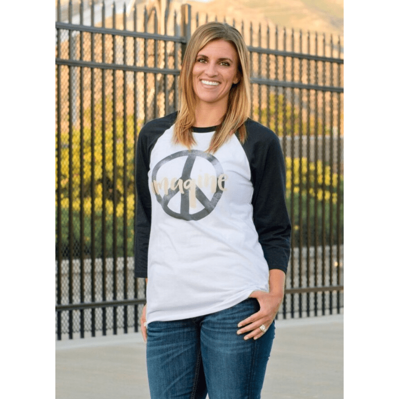 imagine peace baseball tee baseball tee for a cause bella canvas 3200 baseball tee whiteblack 831183