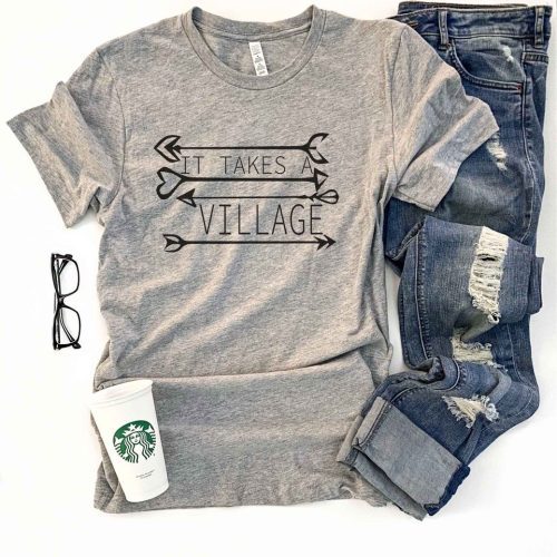 it takes a village tee short sleeve mom tee bella canvas 3001 631200