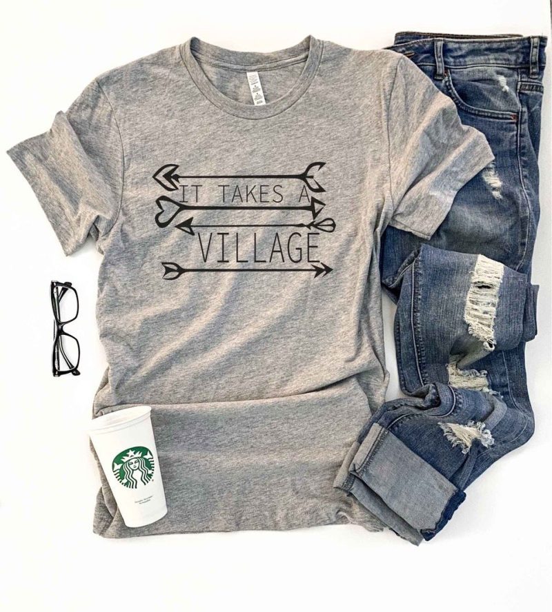 it takes a village tee short sleeve mom tee bella canvas 3001 631200