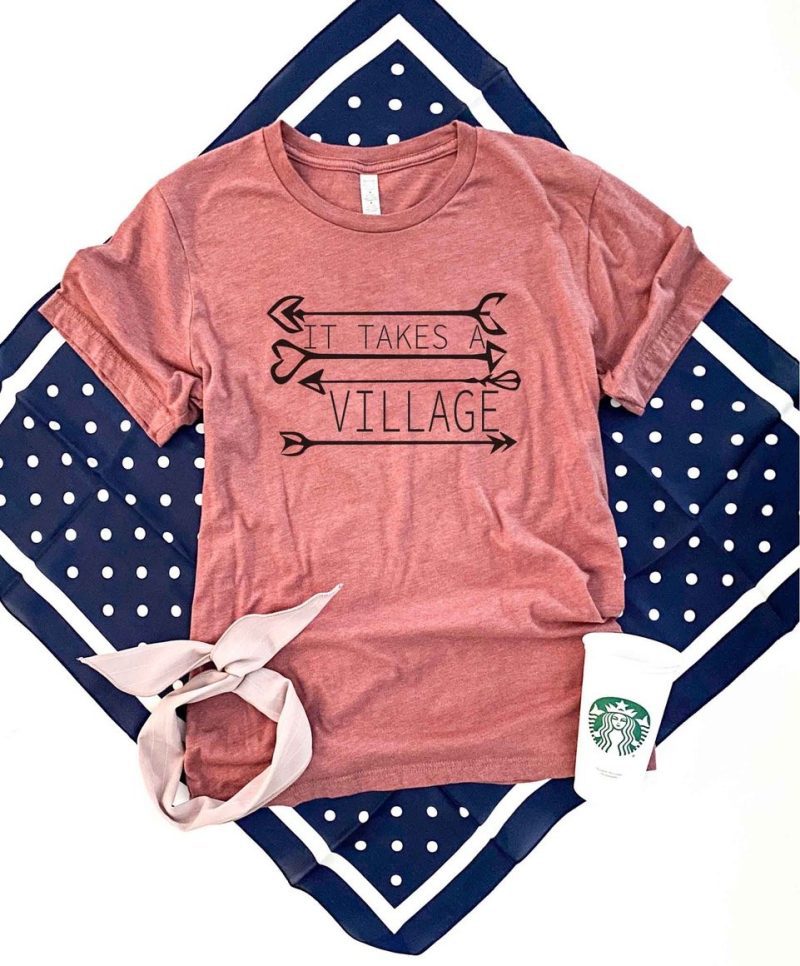 It takes a village tee Short sleeve mom tee Bella Canvas 3001 XS Mauve