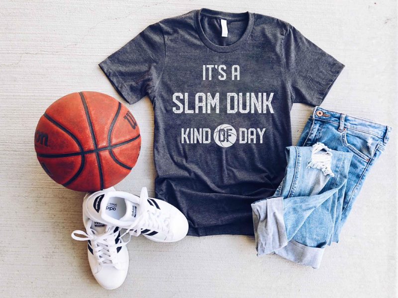 its a slam dunk kind of day tee short sleeve basketball tee bella canvas 3001 dark heather grey 723496