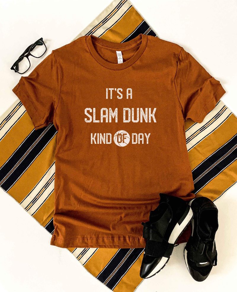 It's a slam dunk kind of day tee Short sleeve basketball tee Bella Canvas 3001 dark heather grey XS Autumn