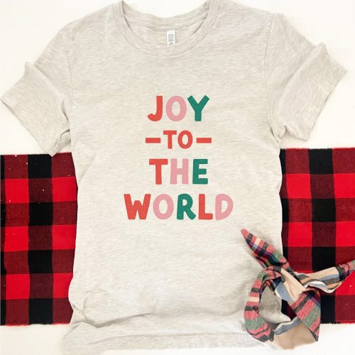 Joy to the World tee Short sleeve holiday tee Bella Canvas 3001 XS Oatmeal