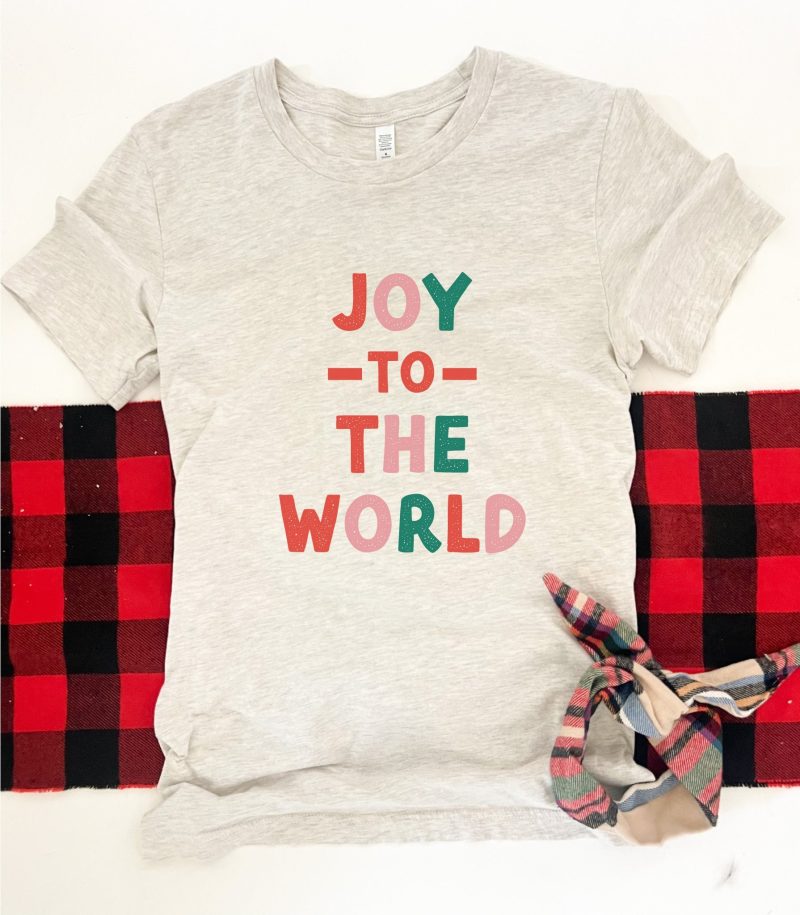 Joy to the World tee Short sleeve holiday tee Bella Canvas 3001 XS Oatmeal