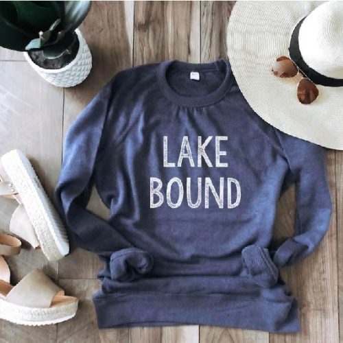 Lake bound- white font french terry raglan Lake French Terry raglan Cotton heritage French Terry raglan XS Heather navy