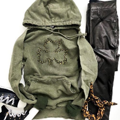 Leopard clover vintage wash hoodie St patty day hoodie Lane Seven vintage hoodie