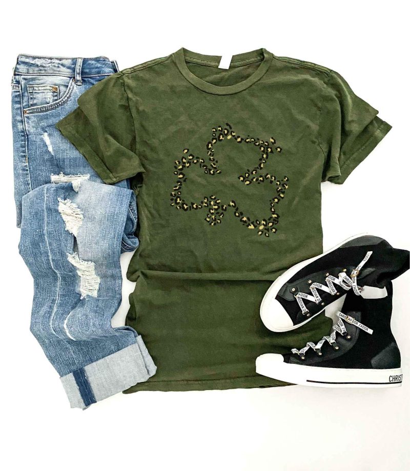 leopard clover vintage wash tee st pattys day tee lane seven vintage olive tee 902220