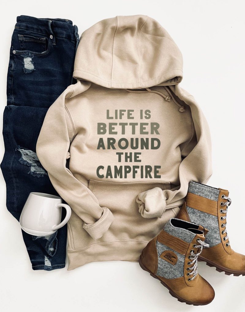 life is better around the campfire fleece hoodie adventure lane seven heavyweight hoodie 935436