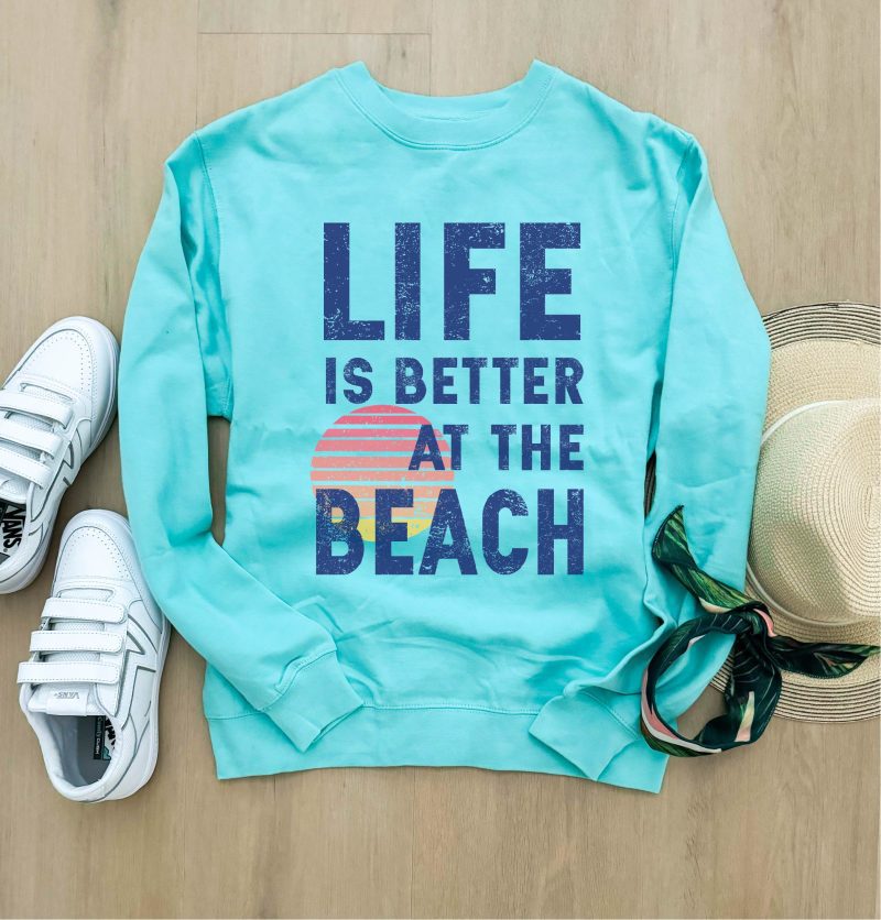 life is better at the beach fleece sweatshirt adventure independent trading company lightweight sweatshirt 535166