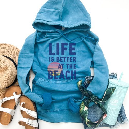 Life is better at the beach vintage wash hoodie Summer hoodie Lane Seven vintage hoodie