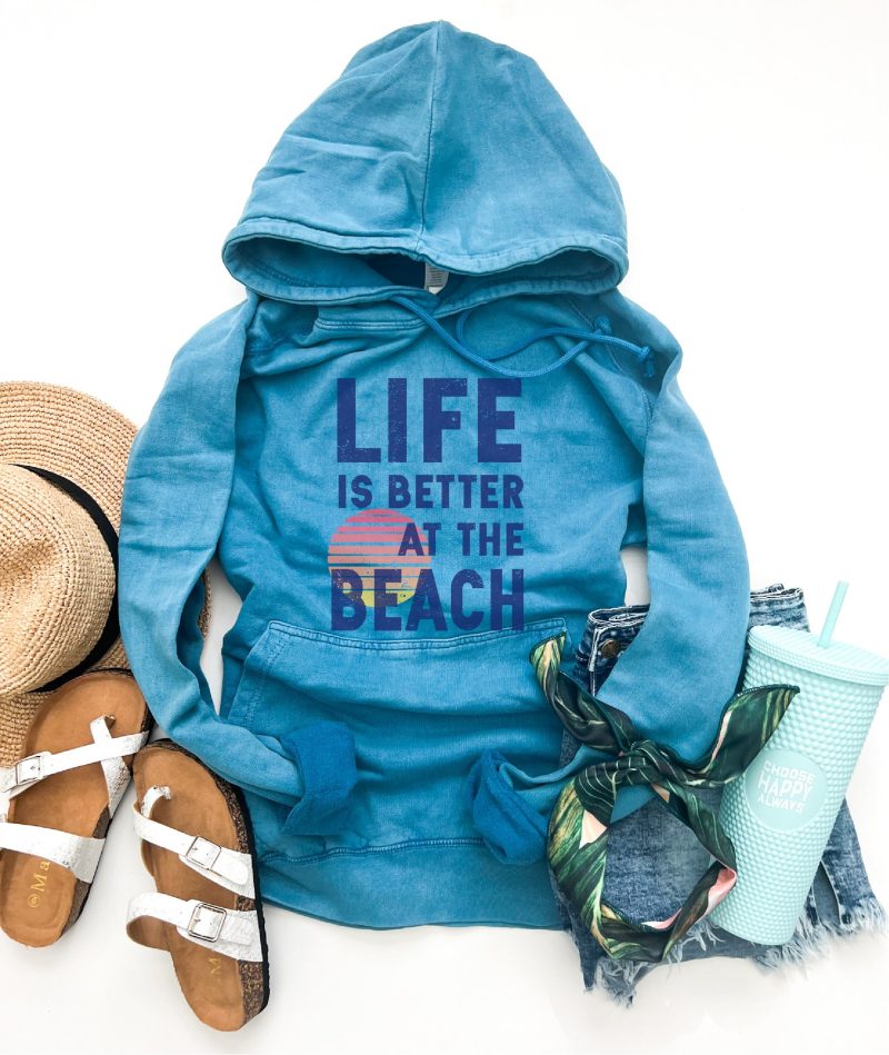 Life is better at the beach vintage wash hoodie Summer hoodie Lane Seven vintage hoodie