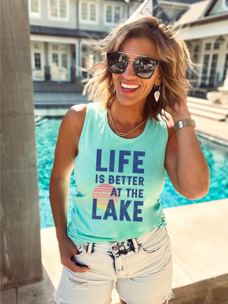 life is better at the lake unisex tank miscellaneous tank cotton heritage mc1790 silver is bella 3480 498075