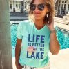 Life is better at the lake vneck tee Short sleeve summer tee Cotton heritage MC1047 vneck tee