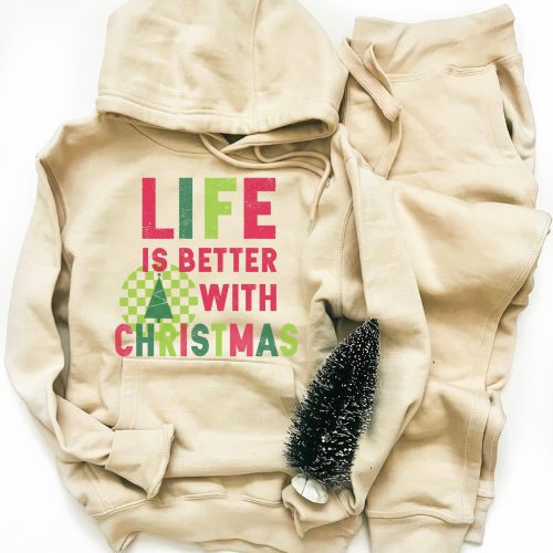 life is better with christmas fleece hoodie holiday fleece hoodie lane seven premium fleece hoodie 850725