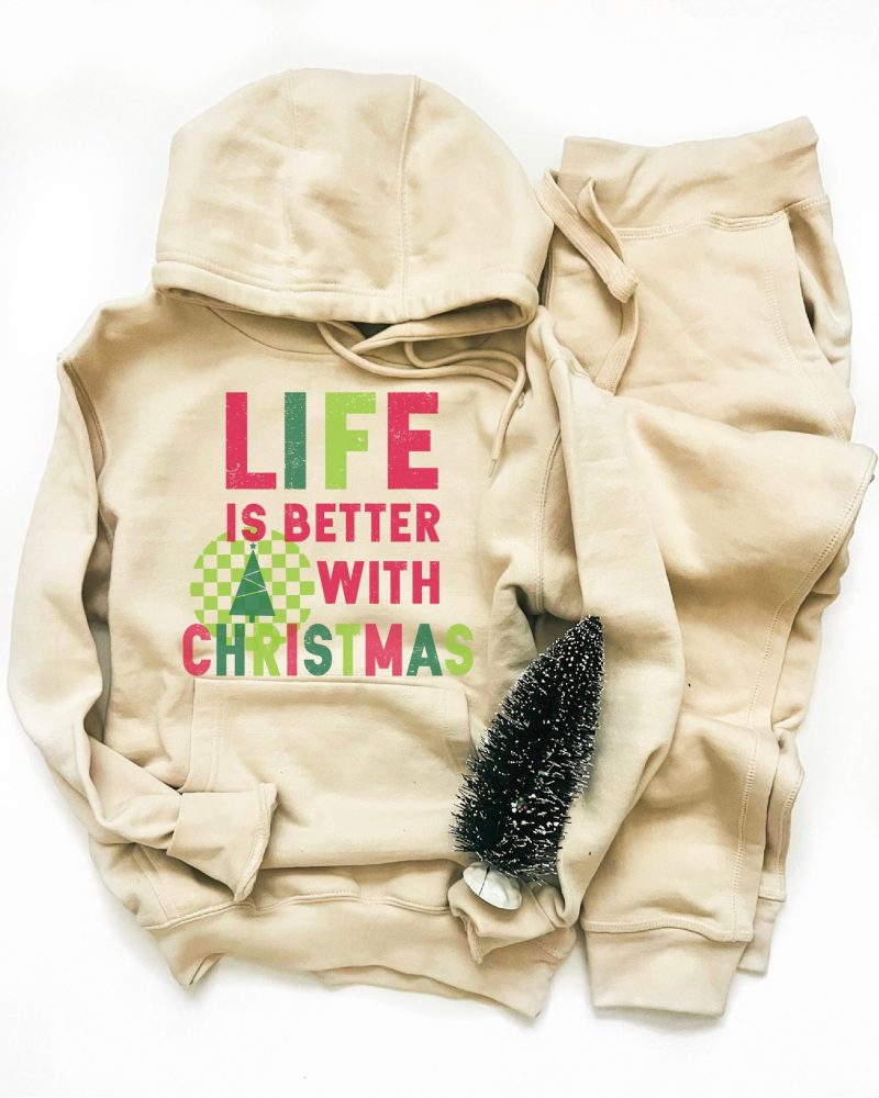 life is better with christmas fleece hoodie holiday fleece hoodie lane seven premium fleece hoodie 850725