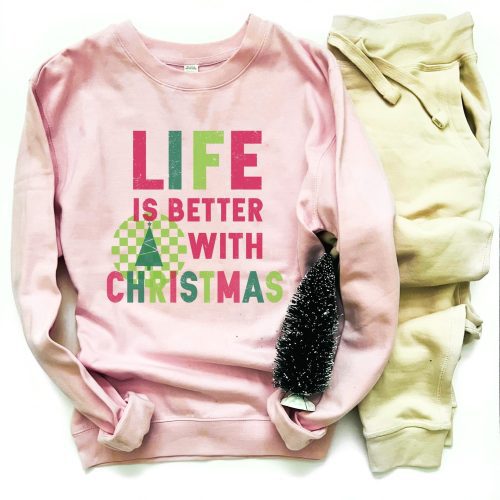 Life is better with Christmas fleece sweatshirt Holiday fleece hoodie Lane seven premium fleece hoodie