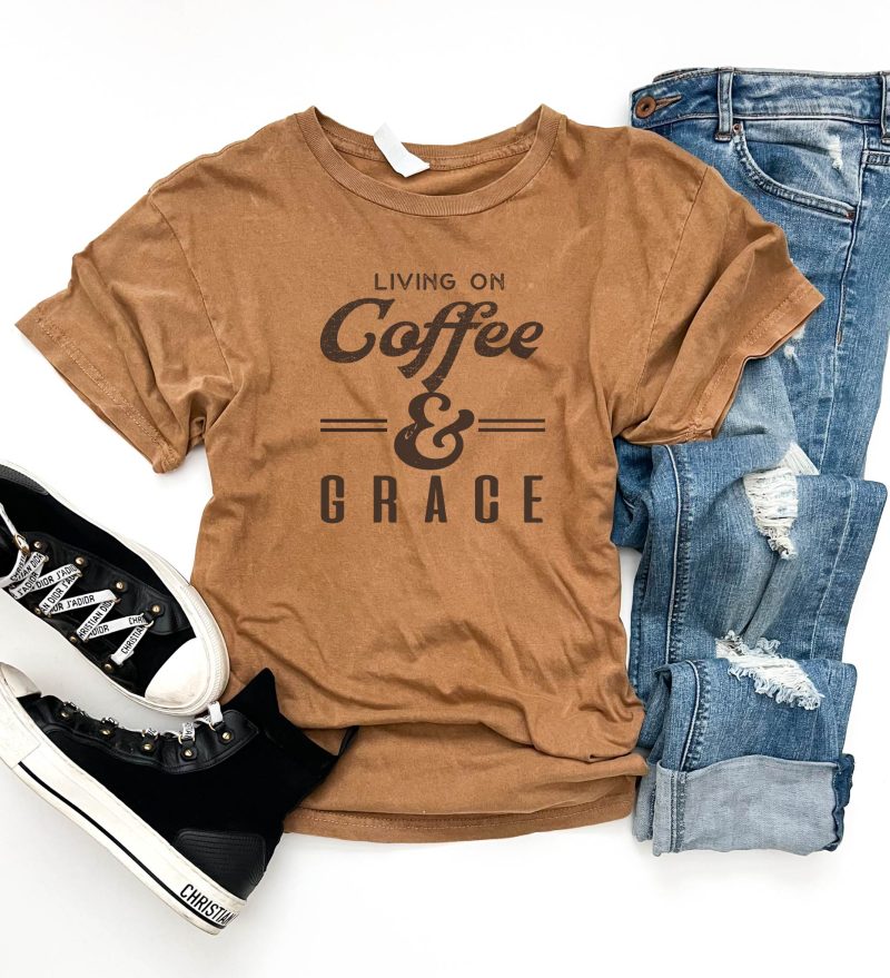 living on coffee and grace vintage wash tee coffeewinespirits lane 7 15004 camel 580075