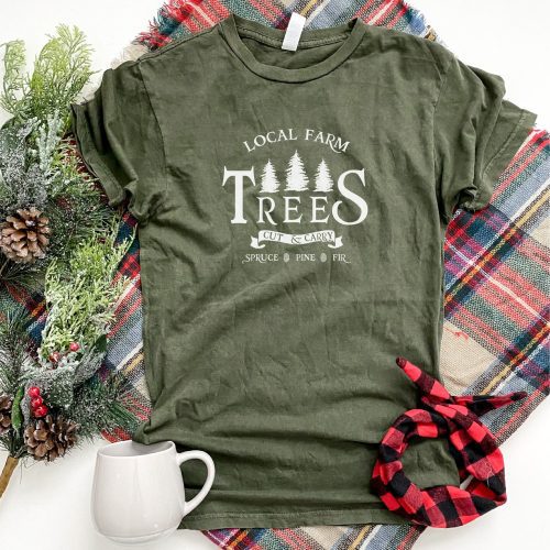 Local farm trees vintage wash tee Short sleeve holiday tee Lane Seven vintage tee