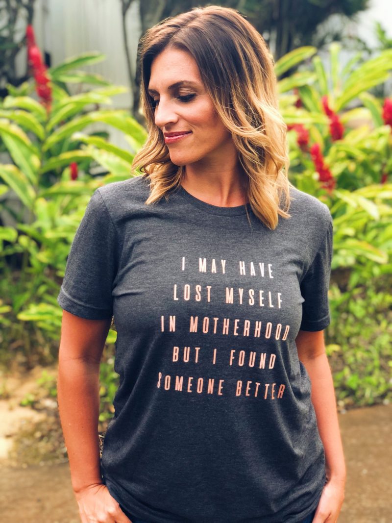 lost myself in motherhood short sleeve mom tee bella canvas 3001 dark heather grey 397939